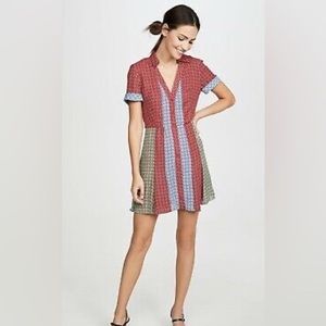 Alice and Olivia Red Abelia Paneled Floral Mini Dress